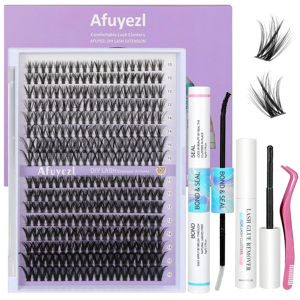 Lash Clusters Lash Extension Kit DIY Eyelash Extension Kit Beauty Eyelashes Clusters 280Pcs Lashes Clusters 10-16Mm Mix 30D 40D Curl Lash Clusters Kit with Lash Bond and Seal